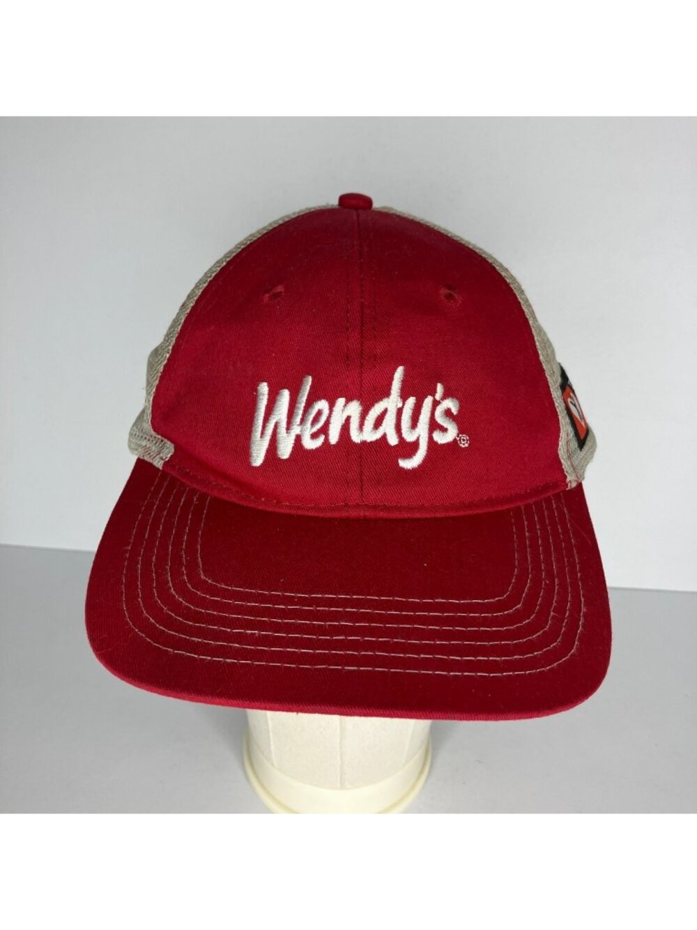 Wendy's Employee Trucker Hat Men's Snapback Red Tan